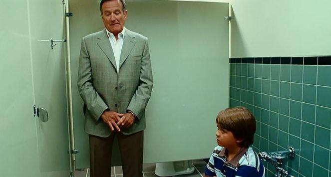 Ugh...imagine having Robin Williams next to you while you're trying to p...use the bathroom? Ugh!