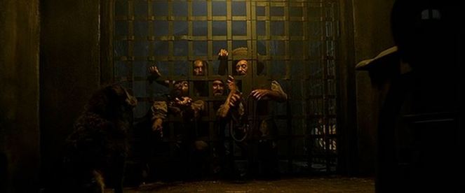 The cell actually pays tribute to the original "Pirates of the Caribbean" ride. Now if we can only find the two guys playing the unending game of chess...