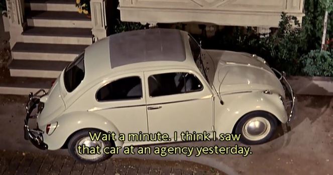 "Oh my goodness, how'd that car get here? Surely that Mr. Thorndyke parked the car outside my house for a few laughs."