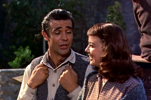 "Yes, my dear, happiness is like a thunderbolt from the sky...well actually more like a thunderball. I'm glad we got married cuz you know what they say, you only live twice...or is it once. Never mind, anyway I feel that I should get you a diamond ring as a wedding gift after all diamonds are forever."