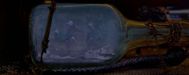 How the heck did Blackbeard shrink the ship and get it to fit in a bottle along with crashing waves? Well, he's Blackbeard!