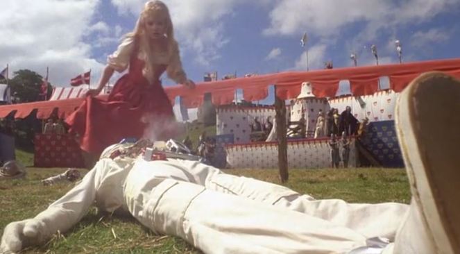 "I say, this is the first time any our jousters have let out steam during their death!"